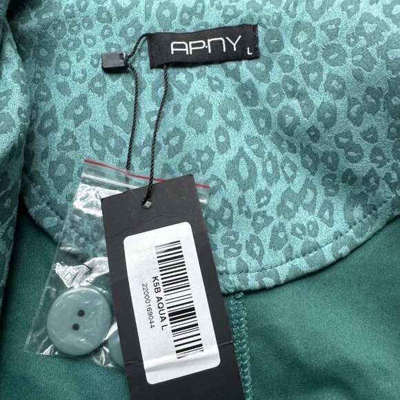 APNY Aqua Teal Leopard Print Blazer Jacket NWT Women’s Size Large - Picture 10 of 12